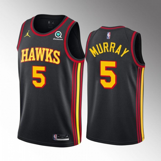 Men Atlanta Hawks 5 Dejounte Murray Black Stitched Jersey Men Atlanta Hawks 5 Dejounte Murray Black Stitched Jersey