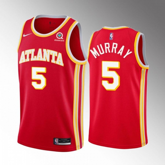 Men Atlanta Hawks 5 Dejounte Murray Red Stitched Jersey Men Atlanta Hawks 5 Dejounte Murray Red Stitched Jersey