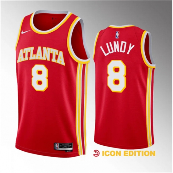 Men Atlanta Hawks 8 Seth Lundy Red 2023 Draft Icon Edition Stitched Jersey Men Atlanta Hawks 8 Seth Lundy Red 2023 Draft Icon Edition Stitched Jersey