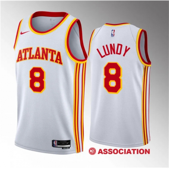 Men Atlanta Hawks 8 Seth Lundy White 2023 Draft Association Edition Stitched Jersey Men Atlanta Hawks 8 Seth Lundy White 2023 Draft Association Edition Stitched Jersey
