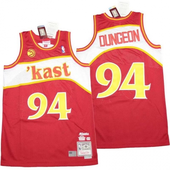 Men Atlanta Hawks 94 DUNGEON Red Throwback Jerseys Men Atlanta Hawks 94 DUNGEON Red Throwback Jerseys