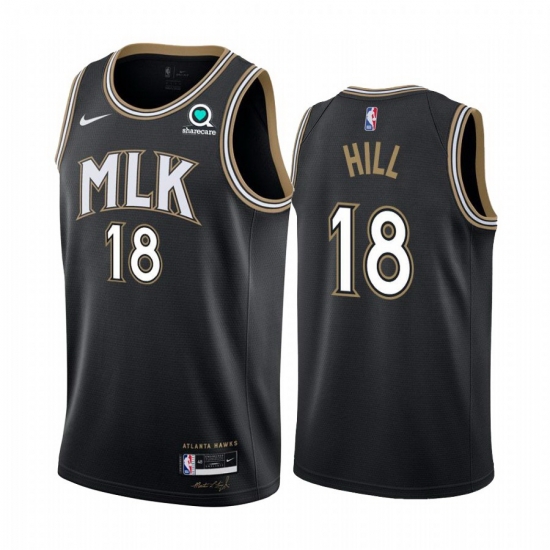 Men Nike Atlanta Hawks 18 Solomon Hill Black NBA Swingman 2020 21 City Edition Jersey Men Nike Atlanta Hawks 18 Solomon Hill Black NBA Swingman 2020 21 City Edition Jersey