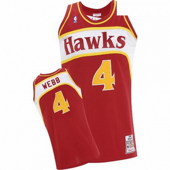 Mens Adidas Atlanta Hawks 4 Spud Webb Authentic Red Throwback NBA Jersey Mens Adidas Atlanta Hawks 4 Spud Webb Authentic Red Throwback NBA Jersey