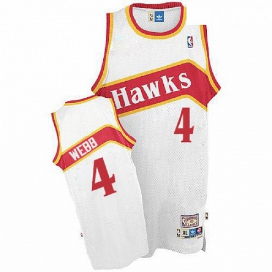 Mens Adidas Atlanta Hawks 4 Spud Webb Authentic White Throwback NBA Jersey Mens Adidas Atlanta Hawks 4 Spud Webb Authentic White Throwback NBA Jersey