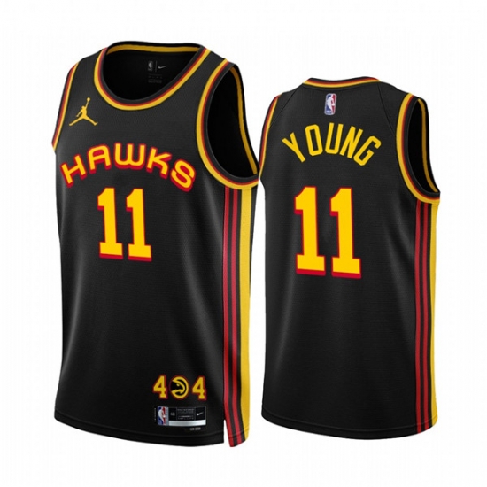 Men's Atlanta Hawks #11 Trae Young 2022-23 Black Statement Edition Stitched Jersey Men's Atlanta Hawks #11 Trae Young 2022-23 Black Statement Edition Stitched Jersey