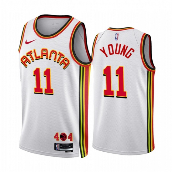 Men's Atlanta Hawks #11 Trae Young 2022-23 White Association Edition Stitched Jersey Men's Atlanta Hawks #11 Trae Young 2022-23 White Association Edition Stitched Jersey