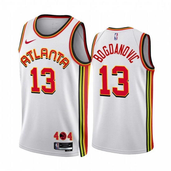 Men's Atlanta Hawks #13 Bogdan Bogdanovic 2022-23 White Association Edition Stitched Jersey Men's Atlanta Hawks #13 Bogdan Bogdanovic 2022-23 White Association Edition Stitched Jersey