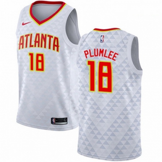 Mens Nike Atlanta Hawks 18 Miles Plumlee Swingman White NBA Jersey Association Edition Mens Nike Atlanta Hawks 18 Miles Plumlee Swingman White NBA Jersey Association Edition