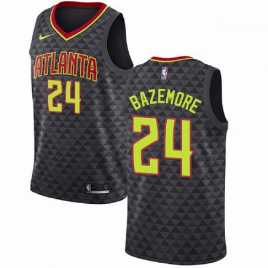 Mens Nike Atlanta Hawks 24 Kent Bazemore Authentic Black Road NBA Jersey Icon Edition Mens Nike Atlanta Hawks 24 Kent Bazemore Authentic Black Road NBA Jersey Icon Edition
