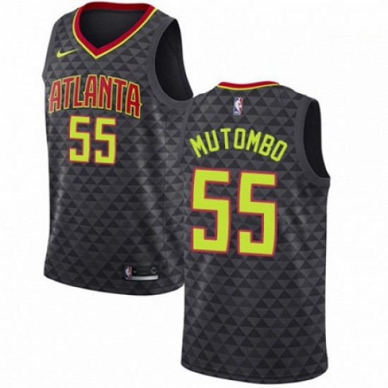 Mens Nike Atlanta Hawks 55 Dikembe Mutombo Authentic Black Road NBA Jersey Icon Edition Mens Nike Atlanta Hawks 55 Dikembe Mutombo Authentic Black Road NBA Jersey Icon Edition