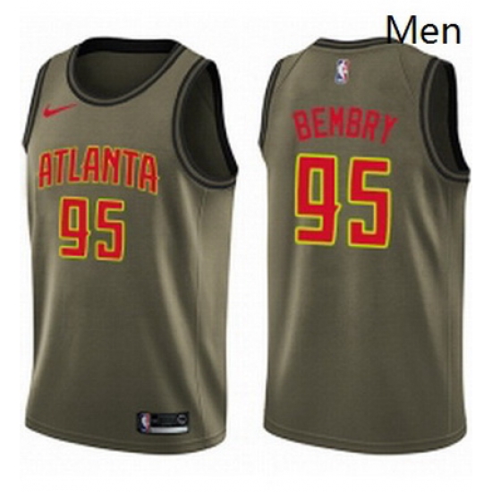 Mens Nike Atlanta Hawks 95 DeAndre Bembry Swingman Green Salute to Service NBA Jersey Mens Nike Atlanta Hawks 95 DeAndre Bembry Swingman Green Salute to Service NBA Jersey