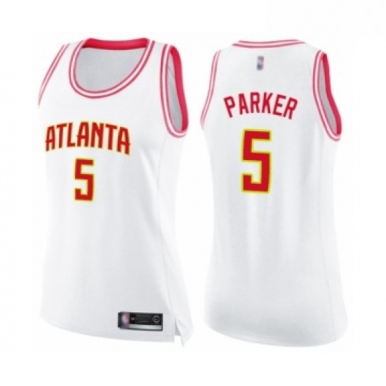 Womens Atlanta Hawks 5 Jabari Parker Swingman White Pink Fashion Basketball Jerse 