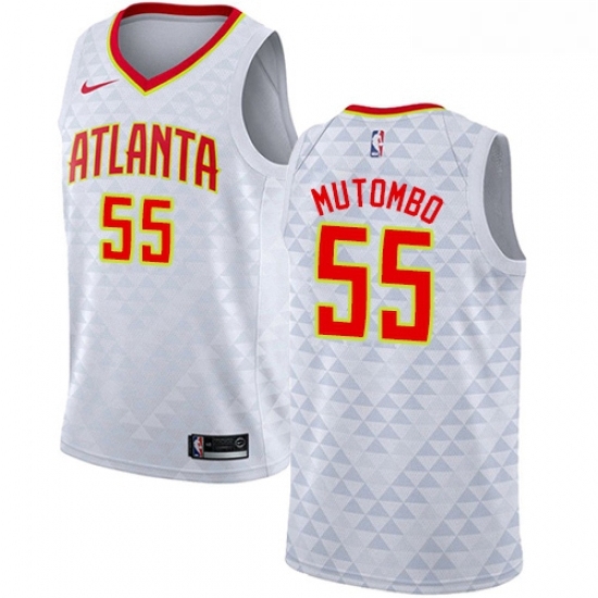 Youth Nike Atlanta Hawks 55 Dikembe Mutombo Swingman White NBA Jersey Association Edition Youth Nike Atlanta Hawks 55 Dikembe Mutombo Swingman White NBA Jersey Association Edition