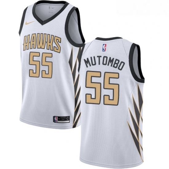 Youth Nike Atlanta Hawks 55 Dikembe Mutombo Swingman White NBA Jersey City Edition Youth Nike Atlanta Hawks 55 Dikembe Mutombo Swingman White NBA Jersey City Edition