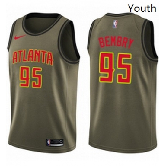 Youth Nike Atlanta Hawks 95 DeAndre Bembry Swingman Green Salute to Service NBA Jersey Youth Nike Atlanta Hawks 95 DeAndre Bembry Swingman Green Salute to Service NBA Jersey