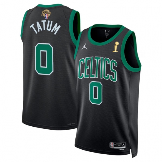 Men Boston Celtics 0 Jayson Tatum Black 2024 Finals Champions Statement Edition Stitched Basketball Jersey Men Boston Celtics 0 Jayson Tatum Black 2024 Finals Champions Statement Edition Stitched Basketball Jersey