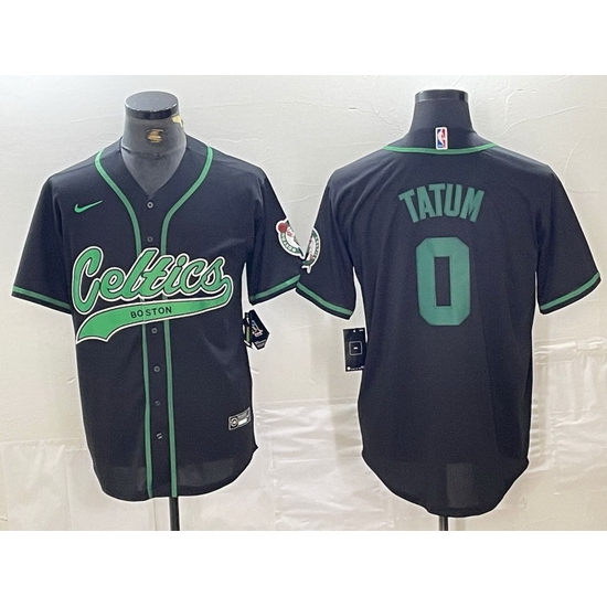 Men Boston Celtics 0 Jayson Tatum Black Cool Base Stitched Baseball Jersey Men Boston Celtics 0 Jayson Tatum Black Cool Base Stitched Baseball Jersey