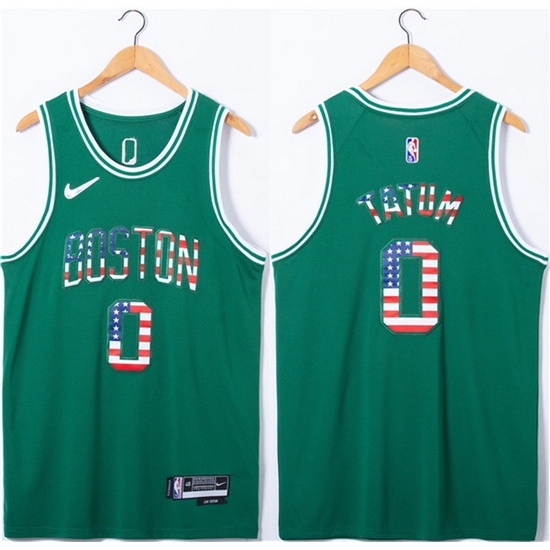 Men Boston Celtics 0 Jayson Tatum USA Flag Green Stitched Jersey Men Boston Celtics 0 Jayson Tatum USA Flag Green Stitched Jersey