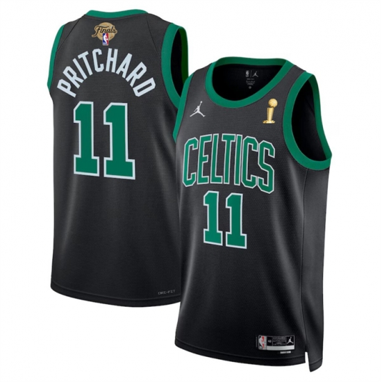 Men Boston Celtics 11 Payton Pritchard Black 2024 Finals Champions Statement Edition Stitched Basketball Jersey Men Boston Celtics 11 Payton Pritchard Black 2024 Finals Champions Statement Edition Stitched Basketball Jersey