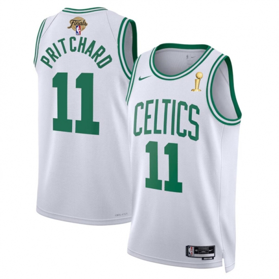 Men Boston Celtics 11 Payton Pritchard White 2024 Finals Champions Association Edition Stitched Basketball Jersey Men Boston Celtics 11 Payton Pritchard White 2024 Finals Champions Association Edition Stitched Basketball Jersey