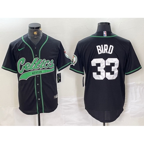 Men Boston Celtics 33 Larry Bird Black With Patch Stitched Baseball Jersey Men Boston Celtics 33 Larry Bird Black With Patch Stitched Baseball Jersey