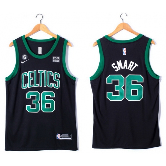 Men Boston Celtics 36 Marcus Smart Black No 6 Patch Stitched Basketball Jersey Men Boston Celtics 36 Marcus Smart Black No 6 Patch Stitched Basketball Jersey