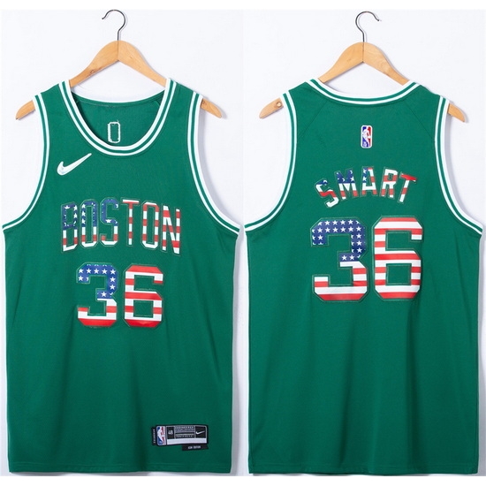 Men Boston Celtics 36 Marcus Smart USA Flag Green Stitched Jersey Men Boston Celtics 36 Marcus Smart USA Flag Green Stitched Jersey