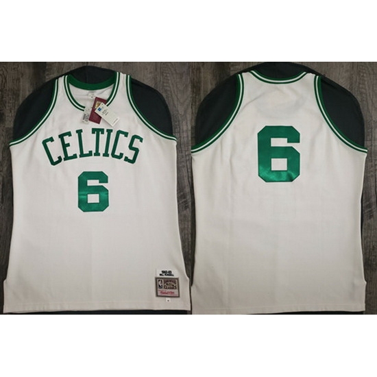 Men Boston Celtics 6 Bill Russell 1962 63 White Throwback Stitched Jersey Men Boston Celtics 6 Bill Russell 1962 63 White Throwback Stitched Jersey