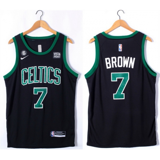 Men Boston Celtics 7 Jaylen Brown Black No 6 Patch Stitched Basketball Jersey Men Boston Celtics 7 Jaylen Brown Black No 6 Patch Stitched Basketball Jersey