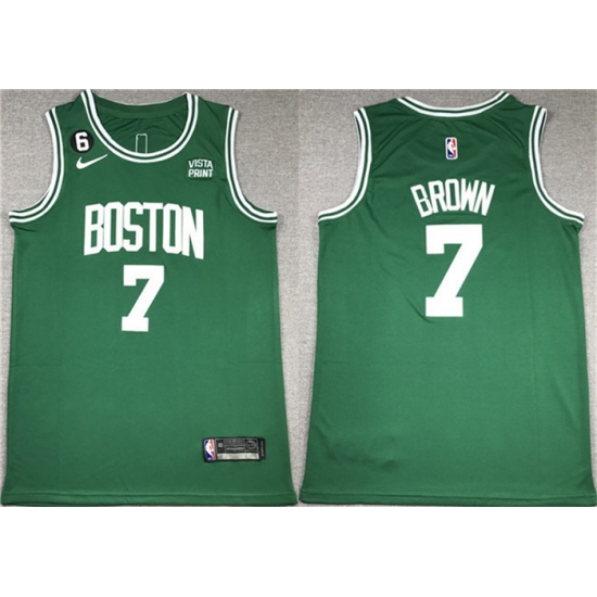 Men Boston Celtics 7 Jaylen Brown Green With NO 6 Patch Stitched Basketball Jersey Men Boston Celtics 7 Jaylen Brown Green With NO 6 Patch Stitched Basketball Jersey
