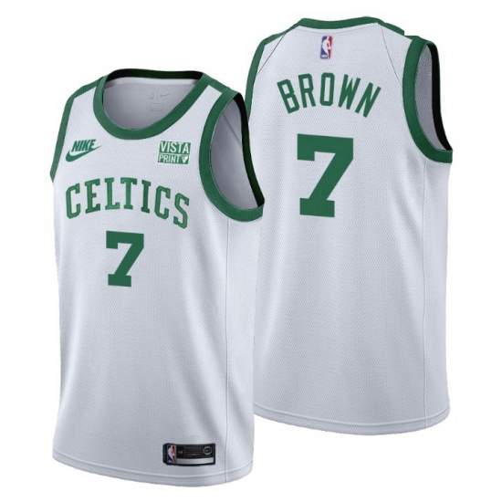 Men Boston Celtics 7 Jaylen Brown Men Nike Releases Classic Edition NBA 75th Anniversary Jersey White Men Boston Celtics 7 Jaylen Brown Men Nike Releases Classic Edition NBA 75th Anniversary Jersey White
