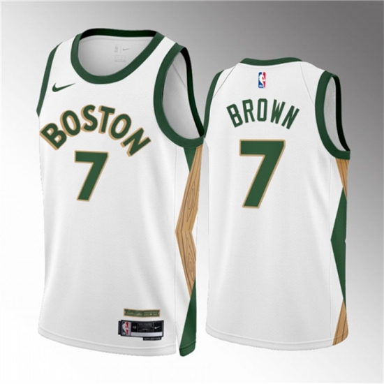 Men Boston Celtics 7 Jaylen Brown White 2023 24 City Edition Stitched Basketball Jersey Men Boston Celtics 7 Jaylen Brown White 2023 24 City Edition Stitched Basketball Jersey