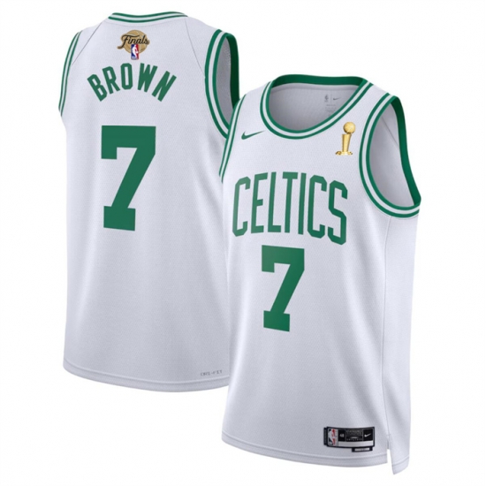 Men Boston Celtics 7 Jaylen Brown White 2024 Finals Champions Association Edition Stitched Basketball Jersey Men Boston Celtics 7 Jaylen Brown White 2024 Finals Champions Association Edition Stitched Basketball Jersey