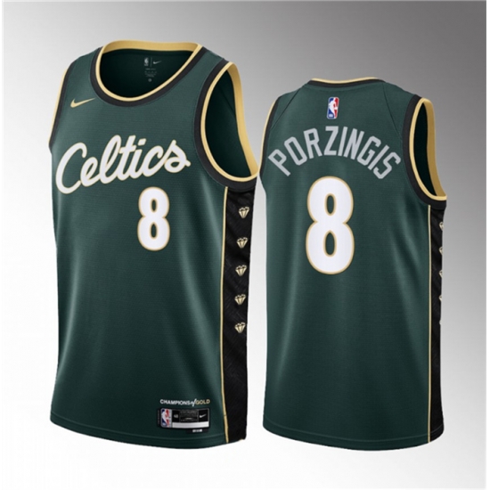 Men Boston Celtics 8 Kristaps Porzingis Green 2023 Draft City Edition Stitched Basketball Jersey Men Boston Celtics 8 Kristaps Porzingis Green 2023 Draft City Edition Stitched Basketball Jersey