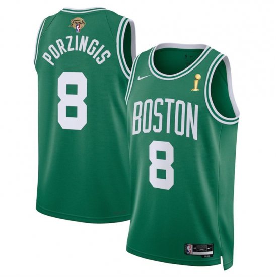 Men Boston Celtics 8 Kristaps Porzingis Kelly Green 2024 Finals Champions Icon Edition Stitched Basketball Jersey Men Boston Celtics 8 Kristaps Porzingis Kelly Green 2024 Finals Champions Icon Edition Stitched Basketball Jersey
