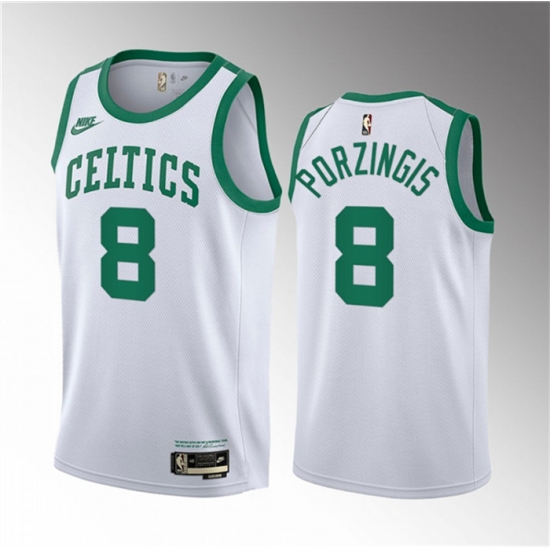 Men Boston Celtics 8 Kristaps Porzingis White 2023 Draft Association Edition Stitched Basketball Jersey Men Boston Celtics 8 Kristaps Porzingis White 2023 Draft Association Edition Stitched Basketball Jersey