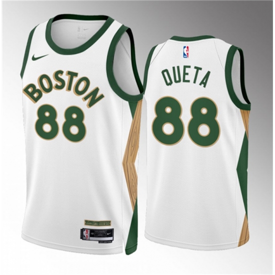 Men Boston Celtics 88 Neemias Queta White 2023 24 City Edition Stitched Basketball Jersey Men Boston Celtics 88 Neemias Queta White 2023 24 City Edition Stitched Basketball Jersey
