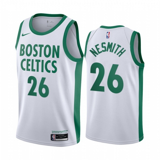 Men Nike Boston Celtics 26 Aaron Nesmith White NBA Swingman 2020 21 City Edition Jersey Men Nike Boston Celtics 26 Aaron Nesmith White NBA Swingman 2020 21 City Edition Jersey