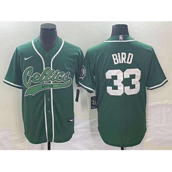 Men's Boston Celtics #33 Larry Bird Green With Patch Stitched Baseball Jersey Men's Boston Celtics #33 Larry Bird Green With Patch Stitched Baseball Jersey