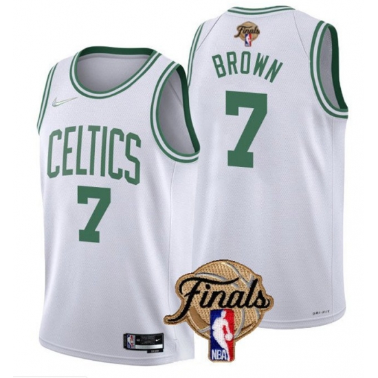 Men's Boston Celtics #7 Jaylen Brown 2022 White NBA Finals Stitched Jersey Men's Boston Celtics #7 Jaylen Brown 2022 White NBA Finals Stitched Jersey