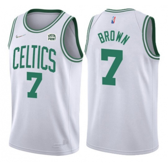 Men's Boston Celtics #7 Jaylen Brown 75th Anniversary White Stitched Basketball Jersey Men's Boston Celtics #7 Jaylen Brown 75th Anniversary White Stitched Basketball Jersey
