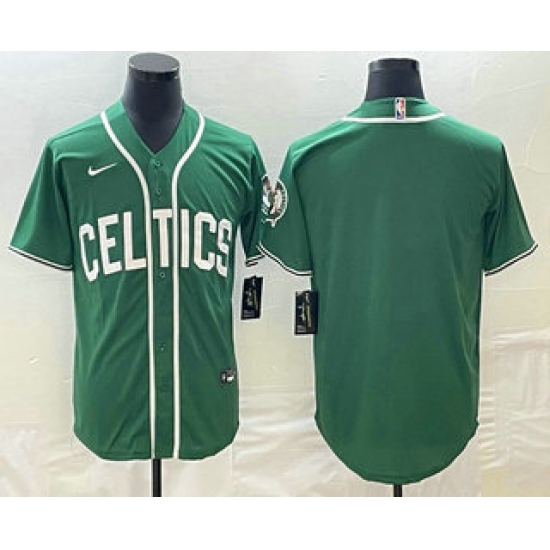 Men's Boston Celtics Blank Green Stitched Baseball Jersey Men's Boston Celtics Blank Green Stitched Baseball Jersey