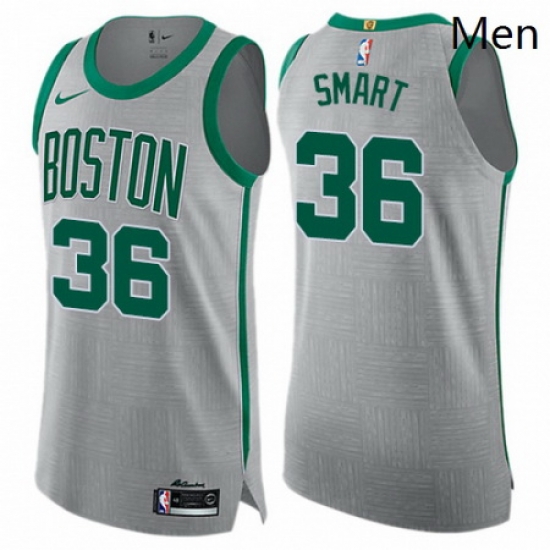 Mens Nike Boston Celtics 36 Marcus Smart Authentic Gray NBA Jersey City Edition Mens Nike Boston Celtics 36 Marcus Smart Authentic Gray NBA Jersey City Edition