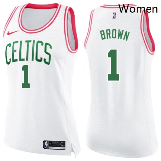 Womens Nike Boston Celtics 1 Walter Brown Swingman WhitePink Fashion NBA Jersey Womens Nike Boston Celtics 1 Walter Brown Swingman WhitePink Fashion NBA Jersey