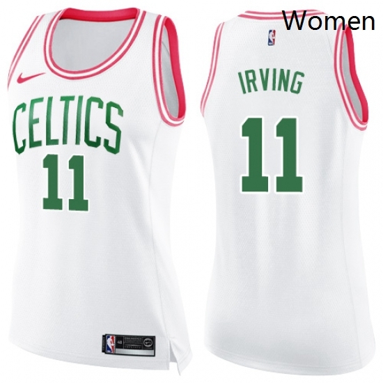 Womens Nike Boston Celtics 11 Kyrie Irving Swingman WhitePink Fashion NBA Jersey Womens Nike Boston Celtics 11 Kyrie Irving Swingman WhitePink Fashion NBA Jersey