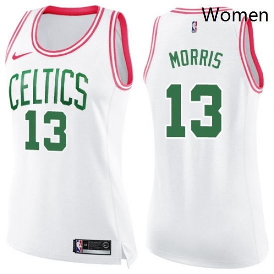 Womens Nike Boston Celtics 13 Marcus Morris Swingman WhitePink Fashion NBA Jersey Womens Nike Boston Celtics 13 Marcus Morris Swingman WhitePink Fashion NBA Jersey