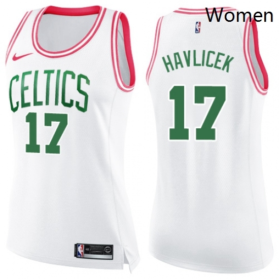 Womens Nike Boston Celtics 17 John Havlicek Swingman WhitePink Fashion NBA Jersey Womens Nike Boston Celtics 17 John Havlicek Swingman WhitePink Fashion NBA Jersey
