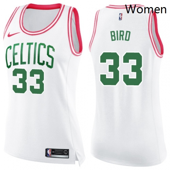 Womens Nike Boston Celtics 33 Larry Bird Swingman WhitePink Fashion NBA Jersey Womens Nike Boston Celtics 33 Larry Bird Swingman WhitePink Fashion NBA Jersey