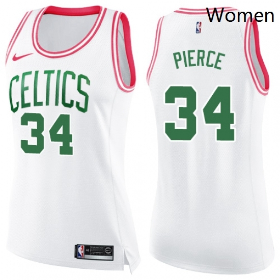 Womens Nike Boston Celtics 34 Paul Pierce Swingman WhitePink Fashion NBA Jersey Womens Nike Boston Celtics 34 Paul Pierce Swingman WhitePink Fashion NBA Jersey