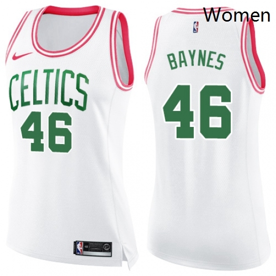 Womens Nike Boston Celtics 46 Aron Baynes Swingman WhitePink Fashion NBA Jersey Womens Nike Boston Celtics 46 Aron Baynes Swingman WhitePink Fashion NBA Jersey